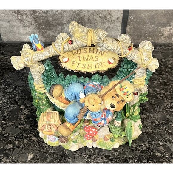 Enesco Moose Creek Crossing “Wishin’ I Was Fishin’” 1995 Bear Plaque #170569 - Picture 3 of 6